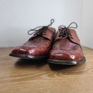 (0000) Stacy Adams Men's Classic Oxford Snake Skin Dress Shoes, Sz 10.5  Brown